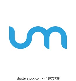 initial letter um linked round lowercase logo blue