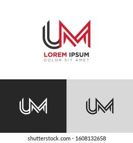 Initial Letter UM linked uppercase overlap modern logo design template. Suitable for business, consulting group company