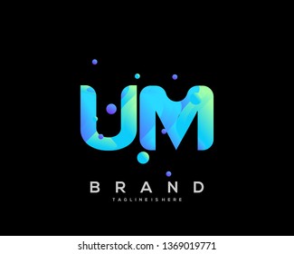 Initial letter UM logo with colorful background, letter combination logo design for creative industry, web, business and company. - Vector