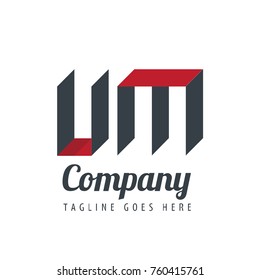 Initial Letter UM Logo With Ribbon Style