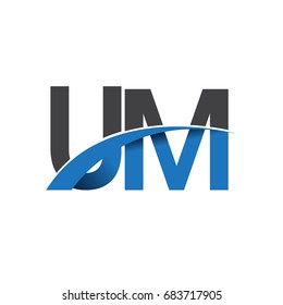 initial letter UM logotype company name colored blue and grey swoosh design. vector logo for business and company identity.
