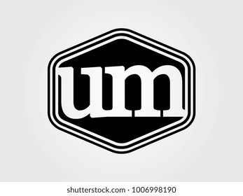 Initial letter um lowercase logo minimalist black