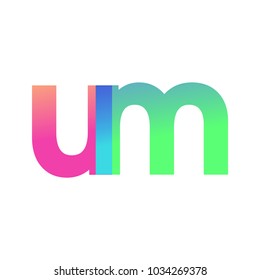 Initial Letter UM Lowercase Logo green, pink and Blue, Modern and Simple Logo Design.