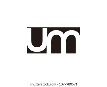 Initial letter um lowercase logo black and white