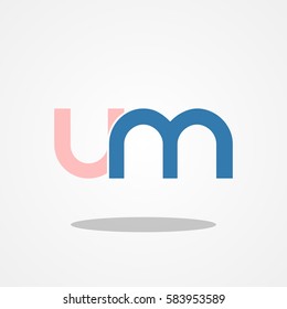 Initial letter UM lowercase logo design template pink blue water