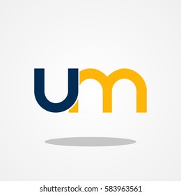 Initial letter UM lowercase logo design template Navy Gold