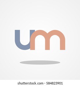 Initial letter UM lowercase logo design template gray blue brown