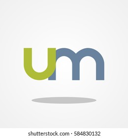 Initial letter UM lowercase logo design template green moss soft gray