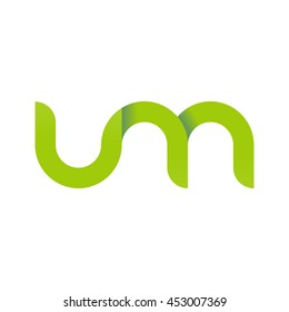 initial letter um modern linked circle round lowercase logo green