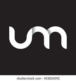 initial letter um modern linked circle round lowercase logo white black