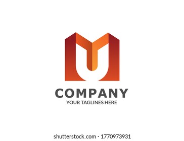 Initial Letter UM or MU Logo Design Vector Template