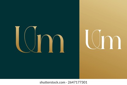 Initial letter UM MU logo design vector illustration for couple, wedding, and business