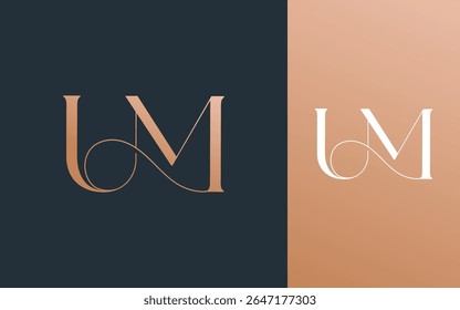 Initial letter UM MU logo design vector illustration for couple, wedding, and business