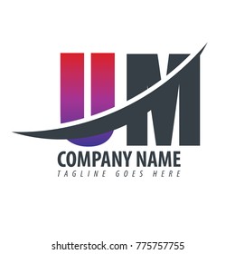 Initial Letter UM Overlapping Logo