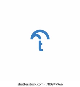 Initial Letter with Umbrella Icon Logo Vector