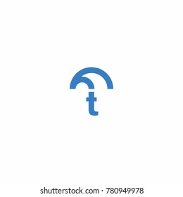 Initial Letter with Umbrella Icon Logo Vector