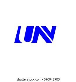 initial letter U,N blue color logo vector