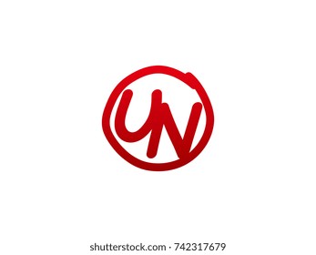 The initial letter UN handwritten logo