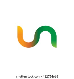 initial letter un linked round lowercase logo orange green
