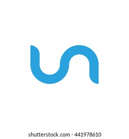 initial letter un linked round lowercase logo blue