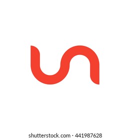 initial letter un linked round lowercase logo red