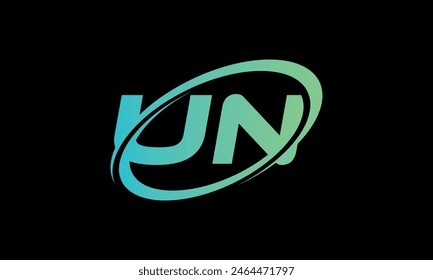 Initial Letter UN Logo. Creative And Modern UN logo Design on black background.