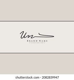 Initial Letter UN Logo - Handwritten Signature Logo