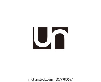 Initial letter un lowercase logo black and white