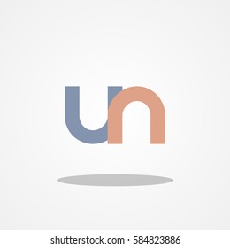 Initial letter UN lowercase logo design template gray blue brown