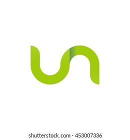 initial letter un modern linked circle round lowercase logo green