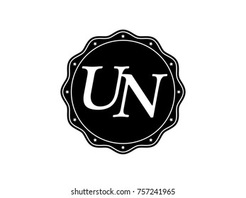 Initial letter UN monogram logo black seal stamp lace