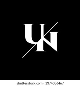 Initial Letter UN Monogram Sliced. Logo template isolated on black background