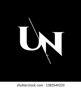 Initial Letter UN Monogram Sliced. Modern logo template isolated on black background