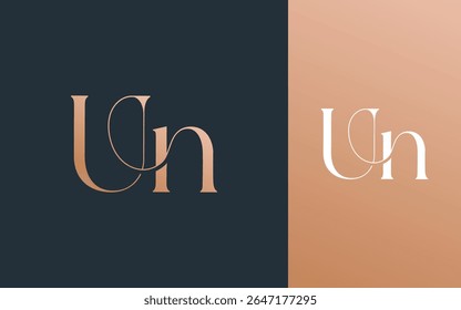 Letra inicial UN NU logotipo design vetor ilustração para casal, casamento e negócios