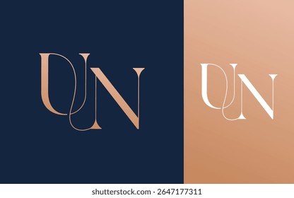 Letra inicial UN NU logotipo design vetor ilustração para casal, casamento e negócios