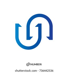 initial Letter UN, SC, N, U logo. number 1 sign design concept. vector illustration.