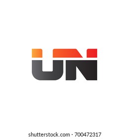 Initial letter UN, straight linked line bold logo, gradient fire red black colors