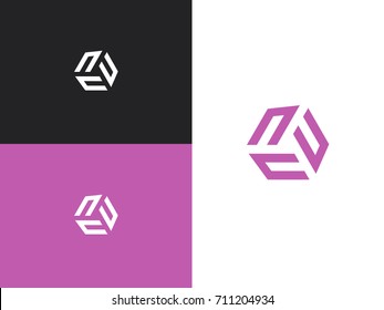 Initial letter un, uuu, nnn. Vector letter N logo. The cube with the letter U brand logo.