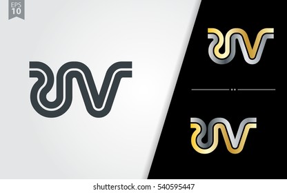 Initial Letter UN UV Linked Design Logo Company