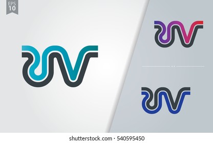 Initial Letter UN UV Linked Design Logo Company