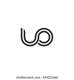 Initial letter uo, linked outline rounded lowercase, monogram black