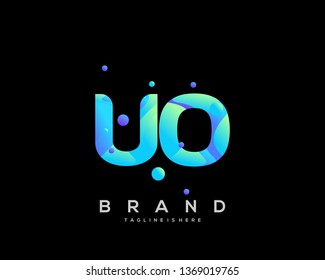 Initial letter UO logo with colorful background, letter combination logo design for creative industry, web, business and company. - Vector