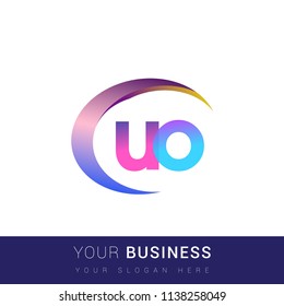 initial letter UO logotype company name, coloreful and swoosh design. vector logo for business and company identity.