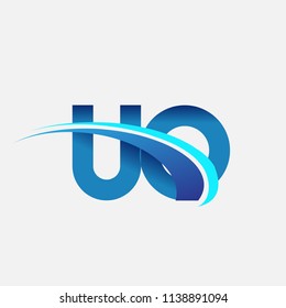initial letter UO logotype company name colored blue and swoosh design. vector logo for business and company identity.