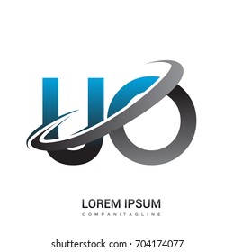 initial letter UO logotype company name colored blue and grey swoosh design. logo design for business and company identity