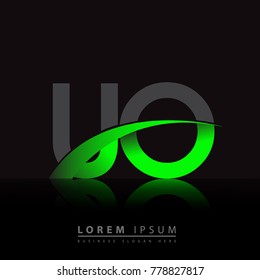 initial letter UO logotype company name colored green and black swoosh design. vector logo for business and company identity.
