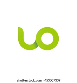 initial letter uo modern linked circle round lowercase logo green
