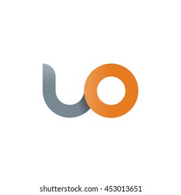 initial letter uo modern linked circle round lowercase logo orange gray