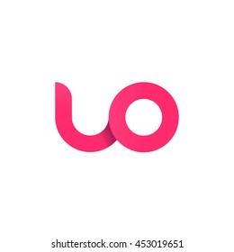 initial letter uo modern linked circle round lowercase logo pink