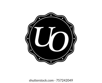Initial letter UO monogram logo black seal stamp lace